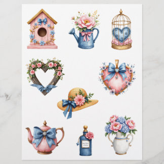 Papel de Scrapbook de Casa de Campo Azul e Rosa