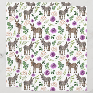 Papel de Scrapbook de Casamento Floral Roxo Burro