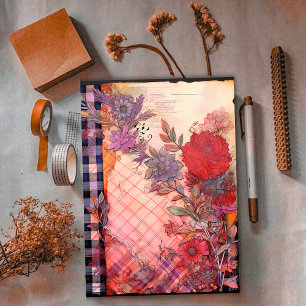 Papel de Scrapbook de Colagem Floral de Pôr do Sol