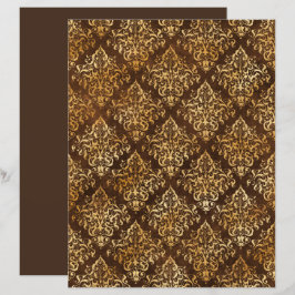 Papel de scrapbook de Cor damasco castanho Dourado