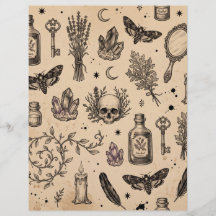 Papel de Scrapbook de Crânio e Mariposa Ocultista