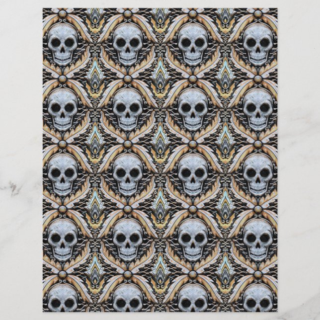 papel de scrapbook de crânio elegante de halloween (Frente)