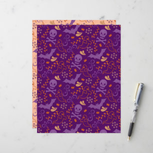 Papel de Scrapbook de Crânios e Fantasmas de Hallo