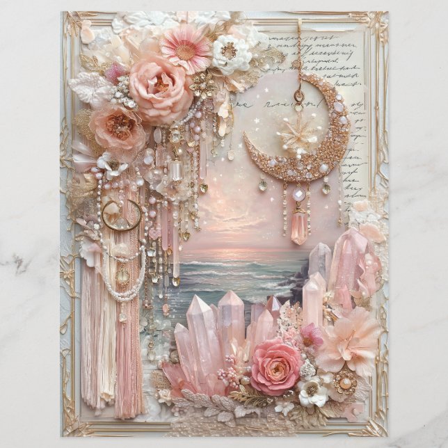 Papel de Scrapbook de Cristais da Lua Journal de L (Frente)