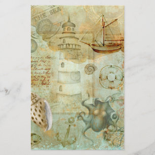 Papel de scrapbook de decoupage de vida oceânica v