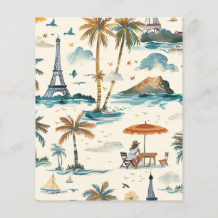 Papel de Scrapbook de Destino de Aquarela da Praia