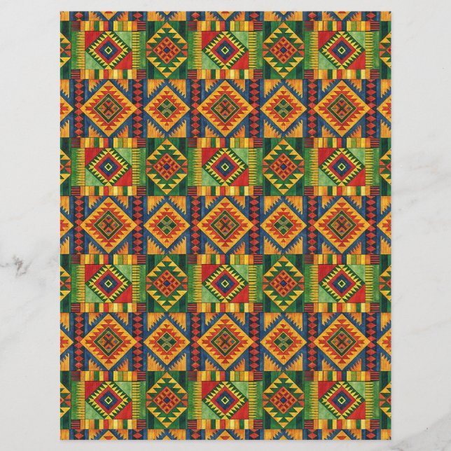 Papel de scrapbook de dupla face com padrão Kente  (Frente)