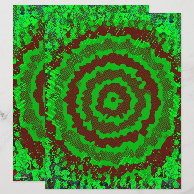 Papel de Scrapbook de Flor Abstrata Verde Página 2 (Frente/Verso)