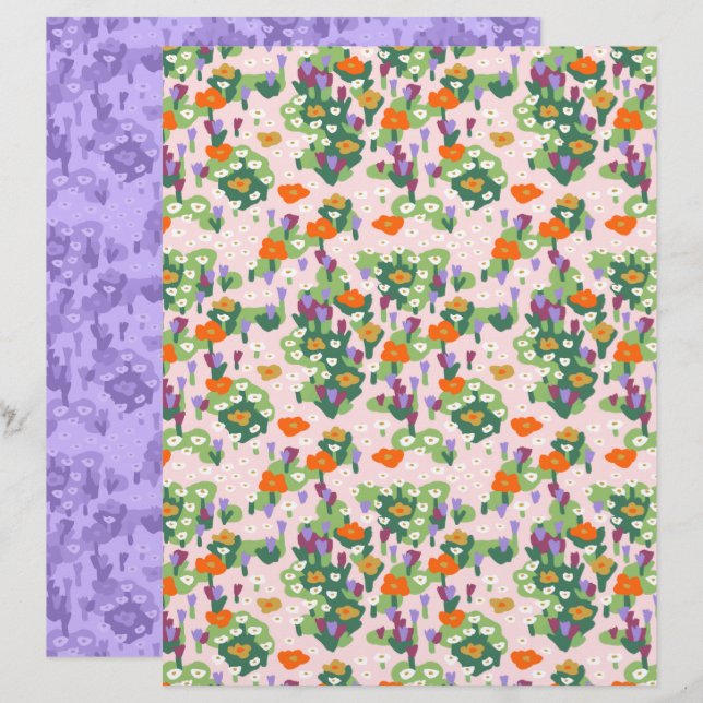 Papel de Scrapbook de Flor Silvestre (Frente/Verso)