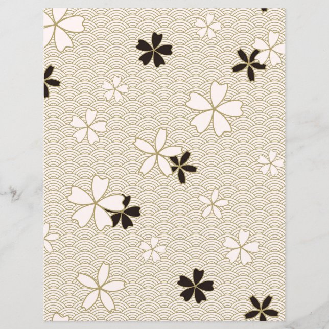Papel de scrapbook de flores japonesas | Elegante  (Frente)