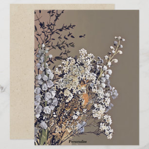 Papel de Scrapbook de Folhagem de Flores Secas