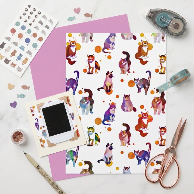 Papel de scrapbook de gatos coloridos (Criador carregado)