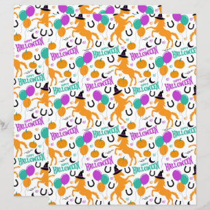 Papel de Scrapbook de Halloween de Cavalo em Branc