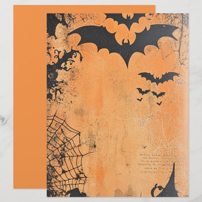Papel de Scrapbook de Halloween Morcegos Voadores (Frente/Verso)