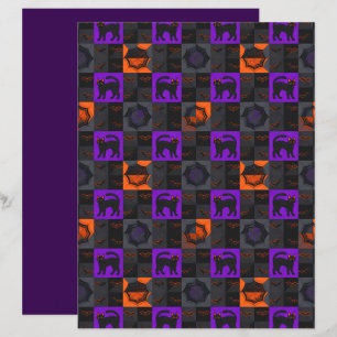 Papel de Scrapbook de Halloween Quadrados de Gato