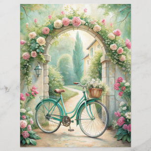Papel de Scrapbook de Jardim Verde-Menta Desbotado
