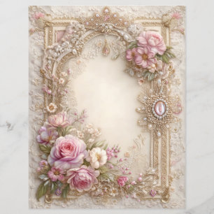 Papel de Scrapbook de Jornal Velho de Rosas Rosas