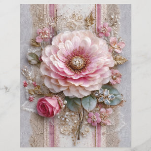 Papel de Scrapbook de Jornal Velho Flor Rosa