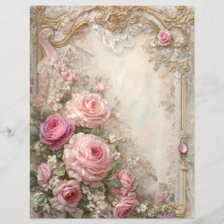 Papel de Scrapbook de Jornal Velho Rosas Cor-de-Ro