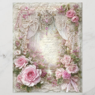 Papel de Scrapbook de Jornalzinho Antigo Rosa