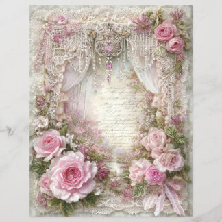 Papel de Scrapbook de Jornalzinho Antigo Rosa