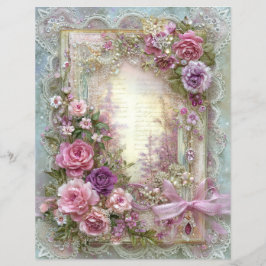 Papel de Scrapbook de Jornalzinho Vintage Rosa Azu