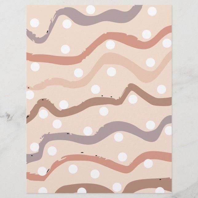 Papel de Scrapbook de Linha Curva e Ponto (Frente)