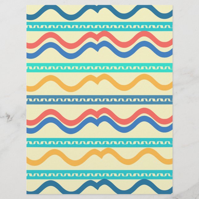 Papel de Scrapbook de Linha Ondulada Brilhante: (Frente)