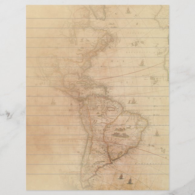 Papel de Scrapbook de Mapa Antigo Personalizado co (Frente)
