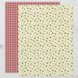 Papel de Scrapbook de Morango Vintage