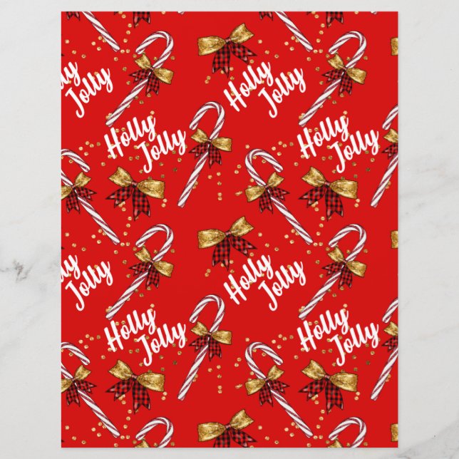 Papel de Scrapbook de Natal Alegre e Fofo (Frente)
