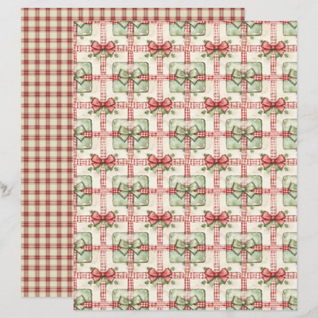 Papel de Scrapbook de Natal Antigo (Frente/Verso)