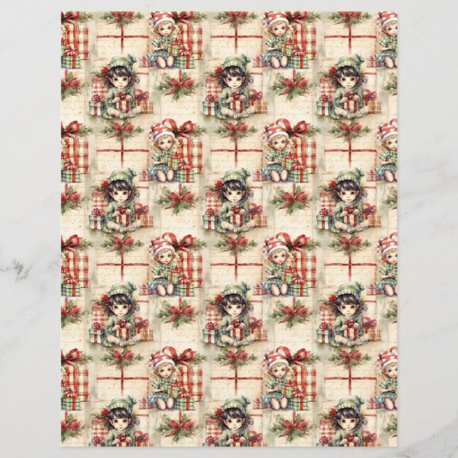 Papel de Scrapbook de Natal Antigo (Frente)