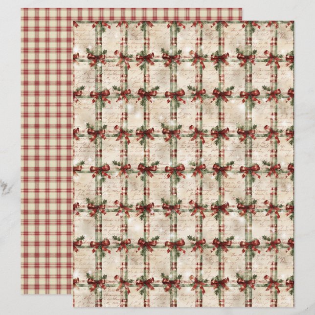 Papel de Scrapbook de Natal Antigo (Frente/Verso)