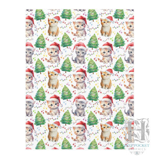 Papel de Scrapbook de Natal de Gatos em Branco