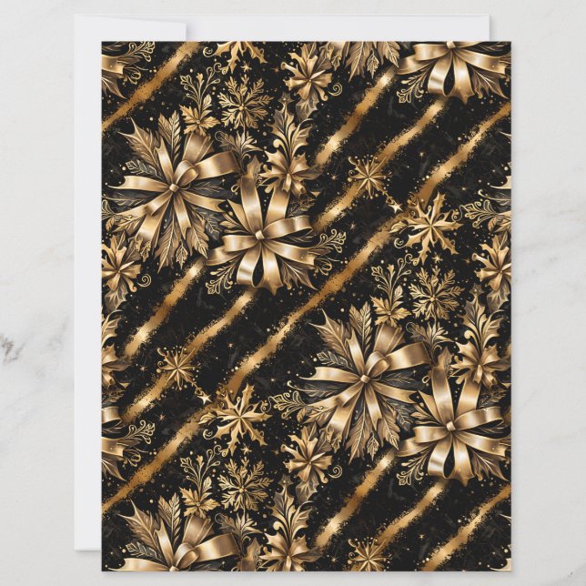 Papel de Scrapbook de Natal em Dourado Metálico Lu (Frente)