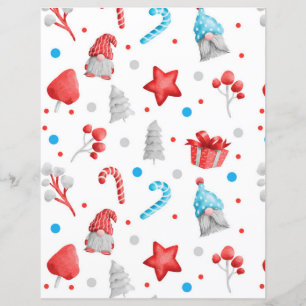 Papel de Scrapbook de Natal Gnomo Fofo