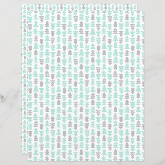 Papel de scrapbook de Natal para Cinzas mintas e l (Frente/Verso)