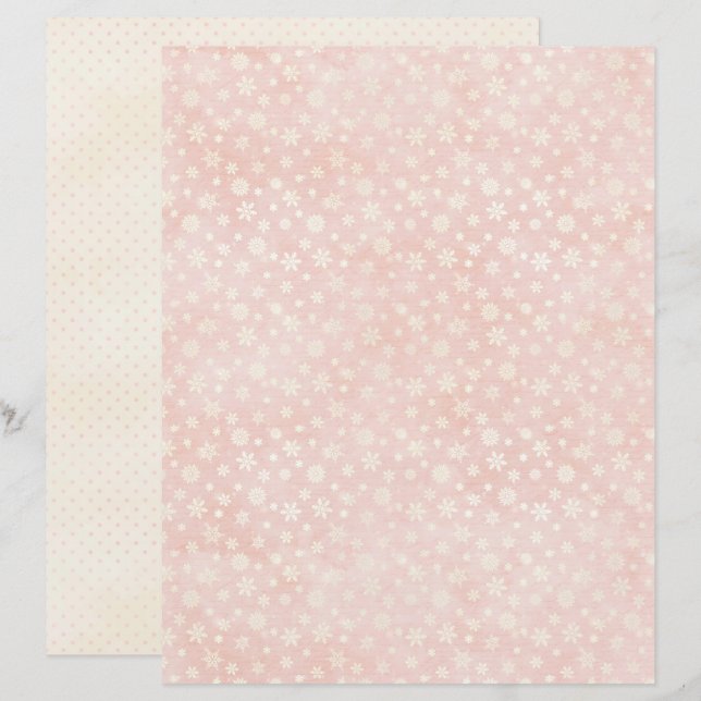 Papel de Scrapbook de Natal Rosa Doce Pastel (Frente/Verso)