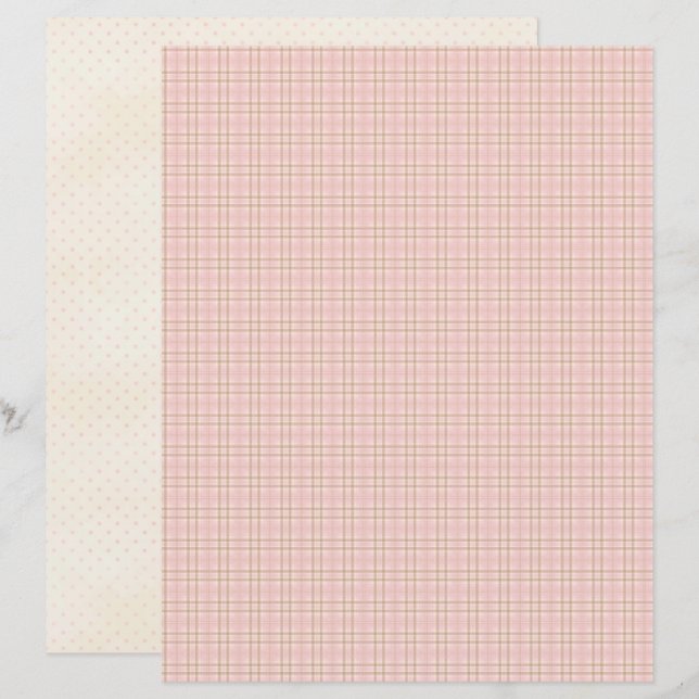 Papel de Scrapbook de Natal Rosa Pastel Fofo (Frente/Verso)