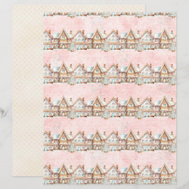 Papel de Scrapbook de Natal Rosa Pastel Fofo