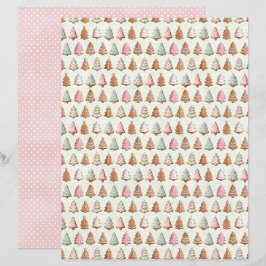Papel de Scrapbook de Natal Rosa Pastel Fofo