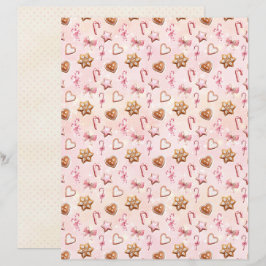 Papel de Scrapbook de Natal Rosa Pastel Fofo
