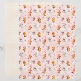 Papel de Scrapbook de Natal Rosa Pastel Fofo