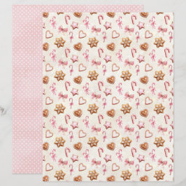 Papel de Scrapbook de Natal Rosa Pastel Fofo