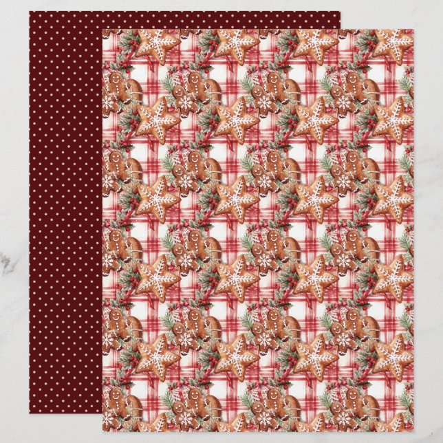 Papel de Scrapbook de Natal Vintage (Frente/Verso)