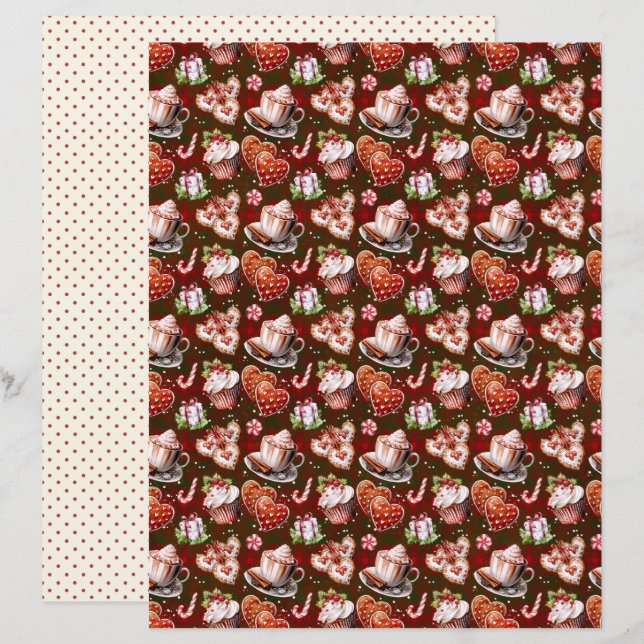 Papel de Scrapbook de Natal Vintage (Frente/Verso)