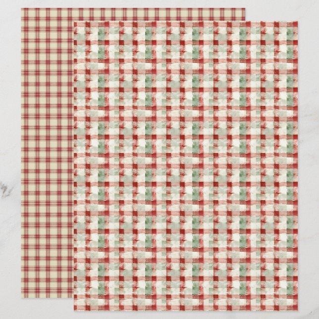 Papel de Scrapbook de Natal Vintage (Frente/Verso)