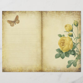 Papel de Scrapbook de Página de Diário Rosa Amarel