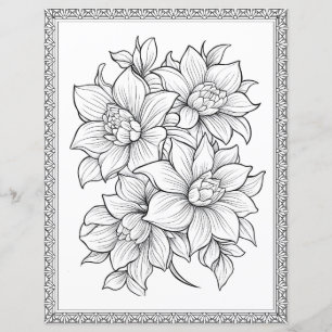 Papel de Scrapbook de Página para Colorir Floral B